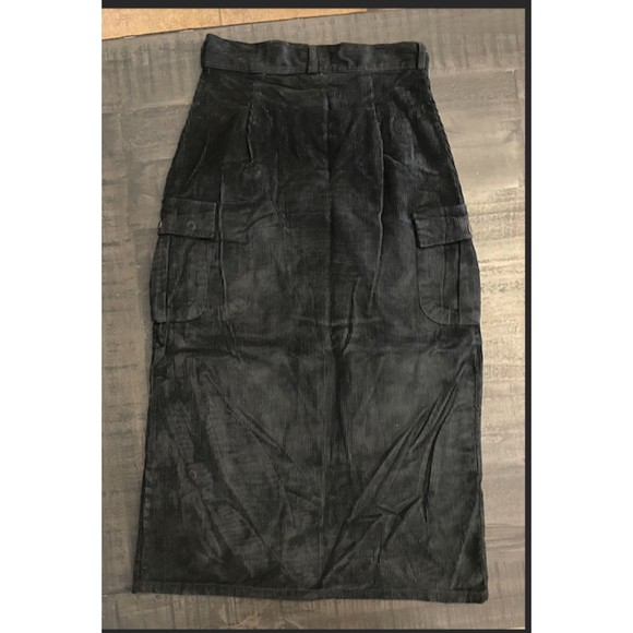 L&S Designs Vintage 90's Corduroy Button Down Long Cargo Skirt - Sz L - Picture 2 of 10